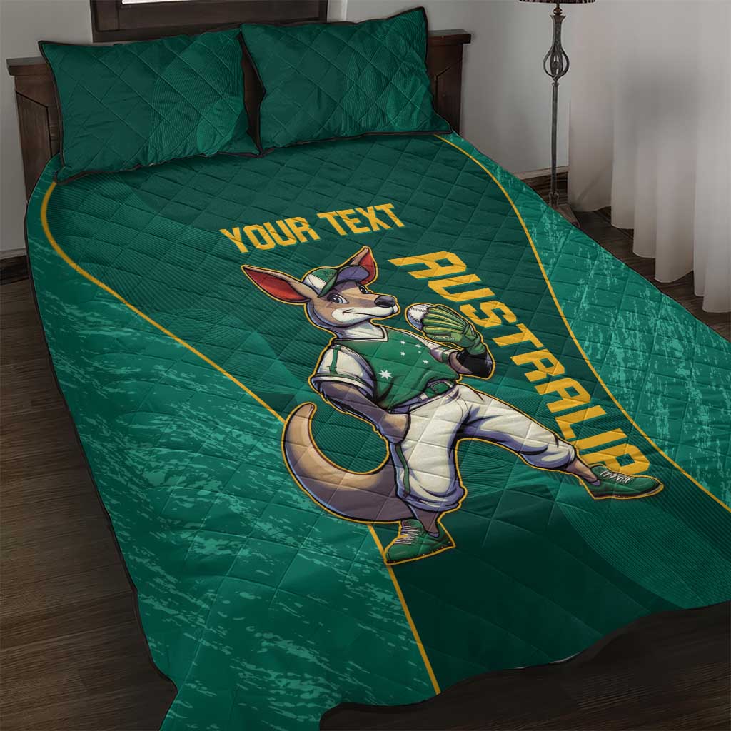 Custom Baseball Australia Quilt Bed Set Go Champions - Aussie Kangaroo Mascot - Wonder Print Shop