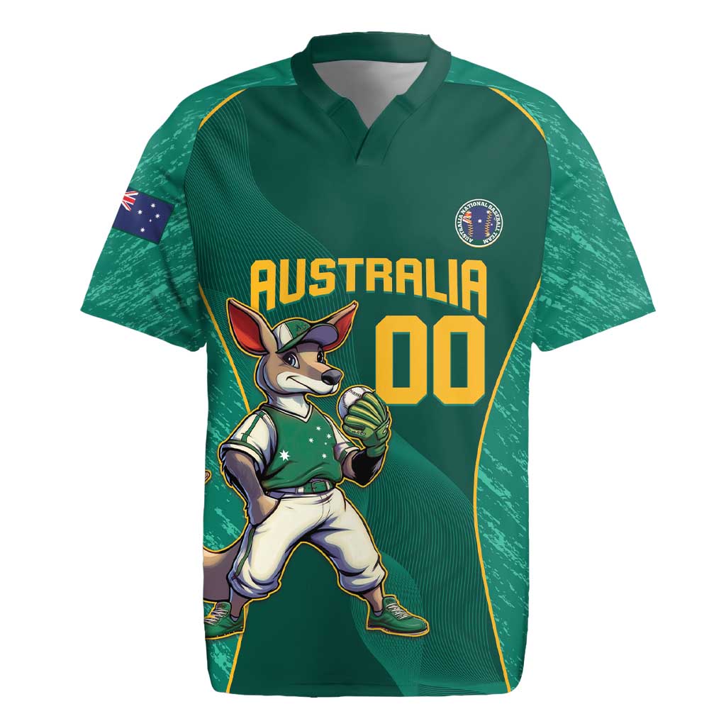 Custom Baseball Australia Rugby Jersey Go Champions - Aussie Kangaroo Mascot