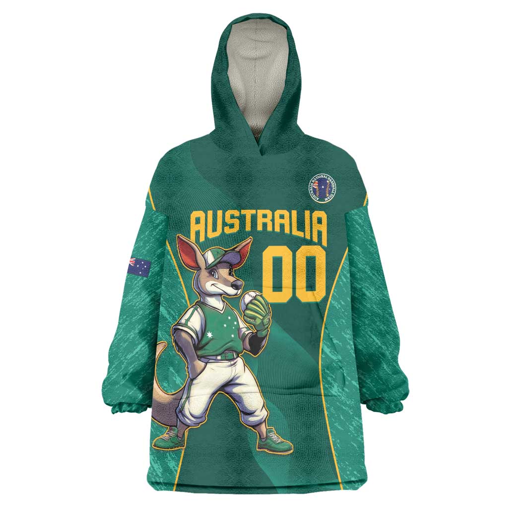 Custom Baseball Australia Wearable Blanket Hoodie Go Champions - Aussie Kangaroo Mascot