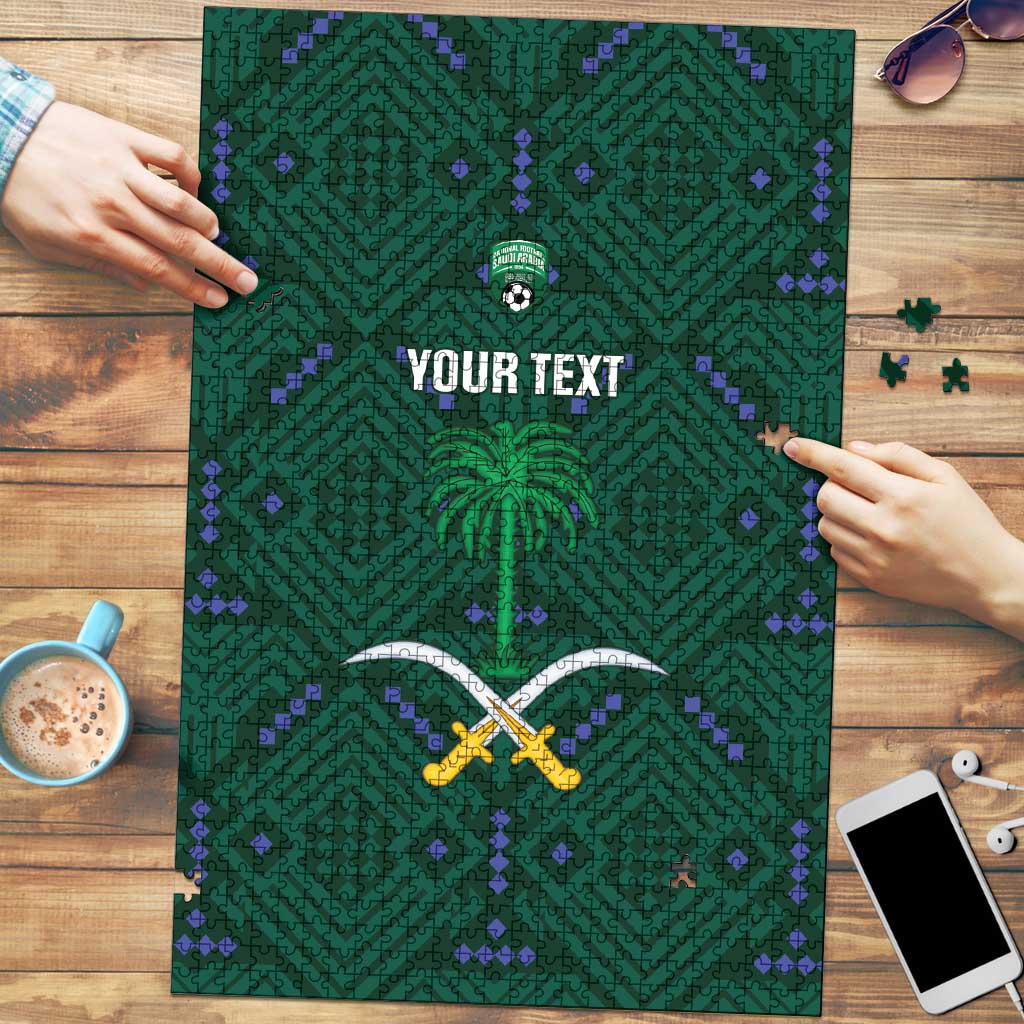 Custom Saudi Arabia Football Puzzle 2026 Arabian Falcons Sporty Version - Wonder Print Shop