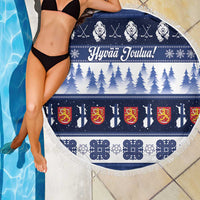 Finland Christmas Beach Blanket Suomen Tasavalta Hyvaa Joulua - Wonder Print Shop