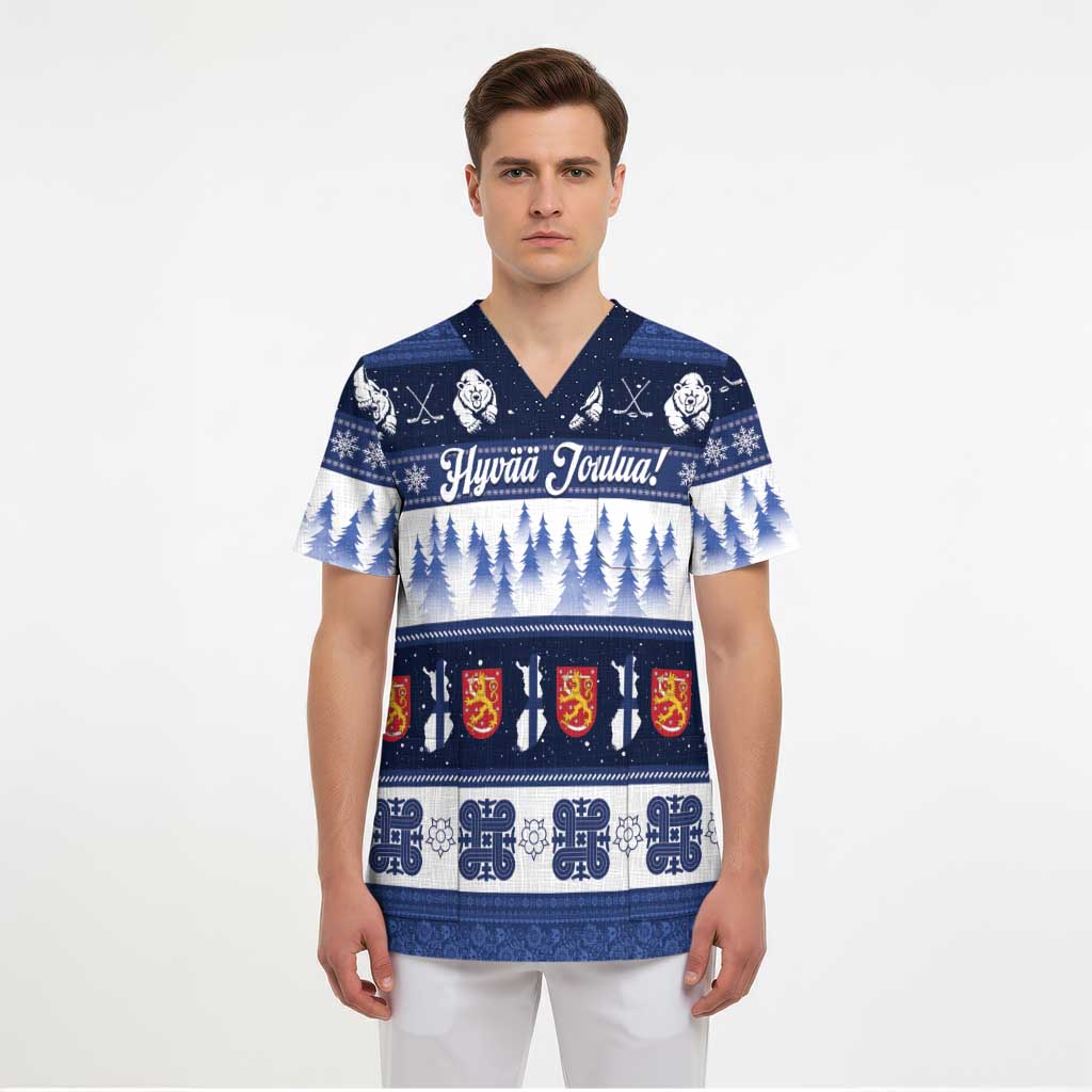 Finland Christmas Scrub Top Suomen Tasavalta Hyvaa Joulua - Wonder Print Shop