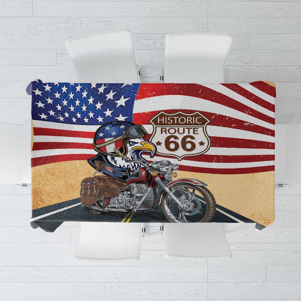 Route 66 United States Tablecloth Historic Highway USA Eagle With Motorcycle - Wonder Print Shop