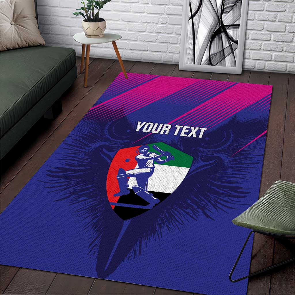 Custom UAE Cricket Area Rug Go Champions United Arab Emirates Falcon - Wonder Print Shop