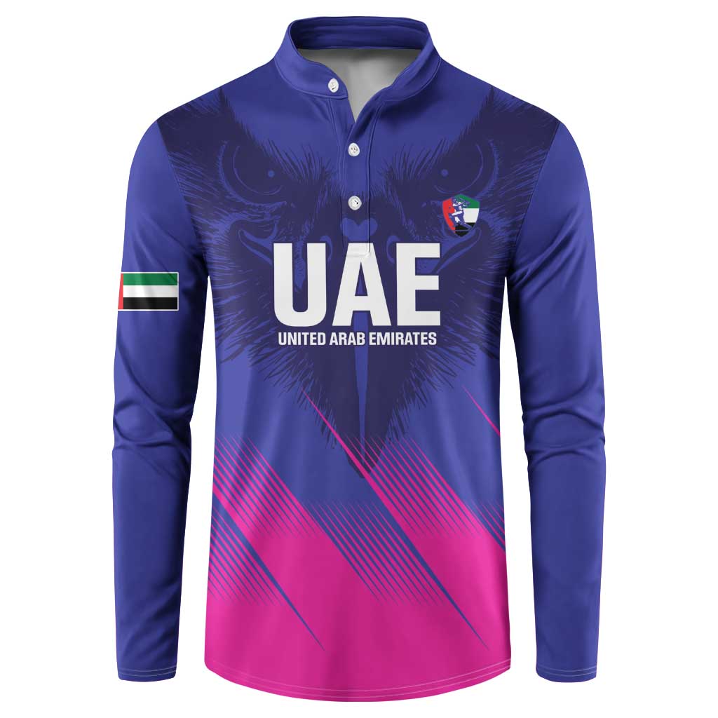 Custom UAE Cricket Button Sweatshirt Go Champions United Arab Emirates Falcon - Wonder Print Shop