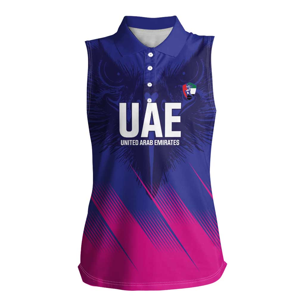 Custom UAE Cricket Women Sleeveless Polo Shirt Go Champions United Arab Emirates Falcon