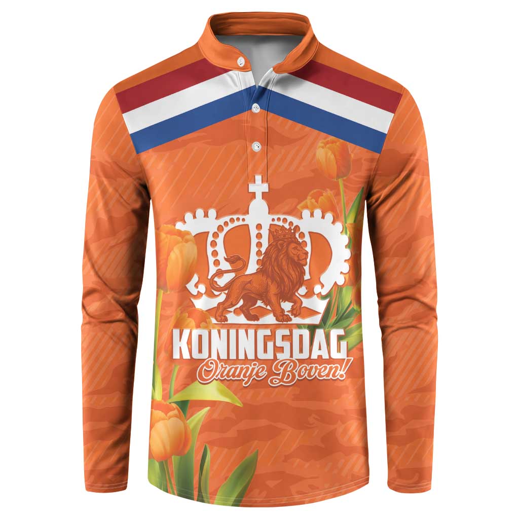 Koningsdag Netherlands King's Day Button Sweatshirt Oranje Boven Holland Tulips