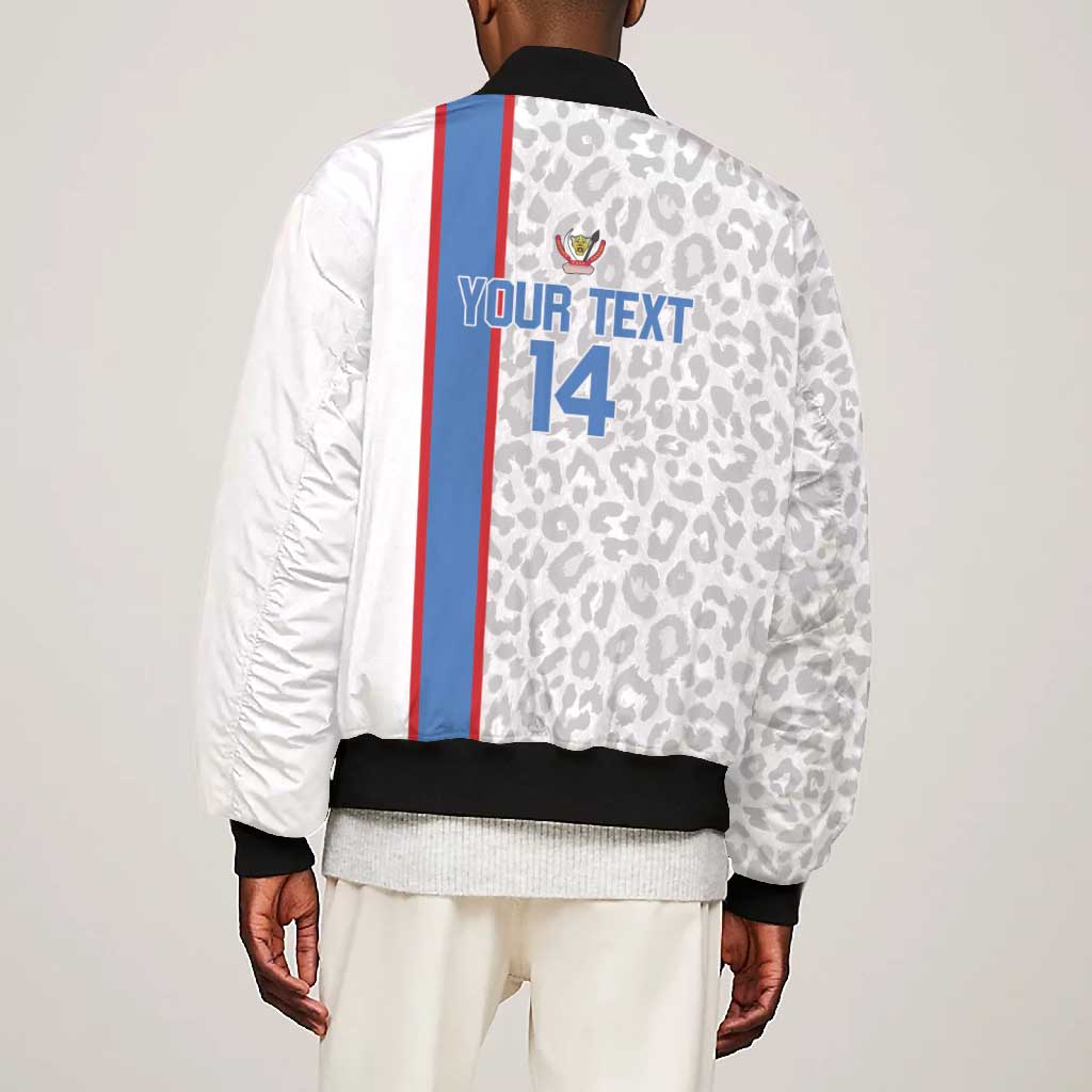 DR Congo Football Custom Bomber Jacket Come On Leopards White Color