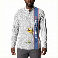 DR Congo Football Custom Button Sweatshirt Come On Leopards White Color