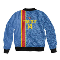 DR Congo Football Custom Bomber Jacket Come On Leopards Blue Color