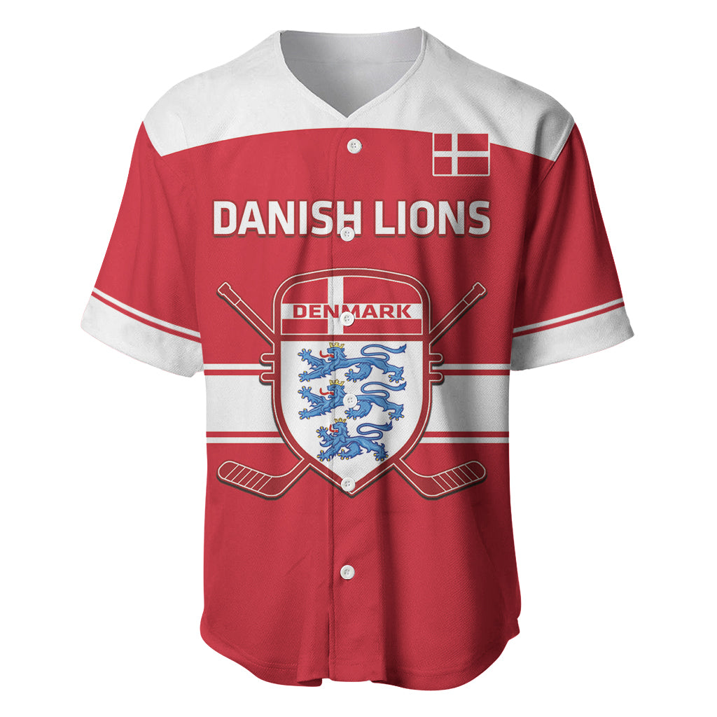 Custom Denmark Hockey Baseball Jersey Go Danish Lions - Wonder Print Shop