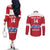 Custom Denmark Hockey Couples Matching Off The Shoulder Long Sleeve Dress and Long Sleeve Button Shirt Go Danish Lions