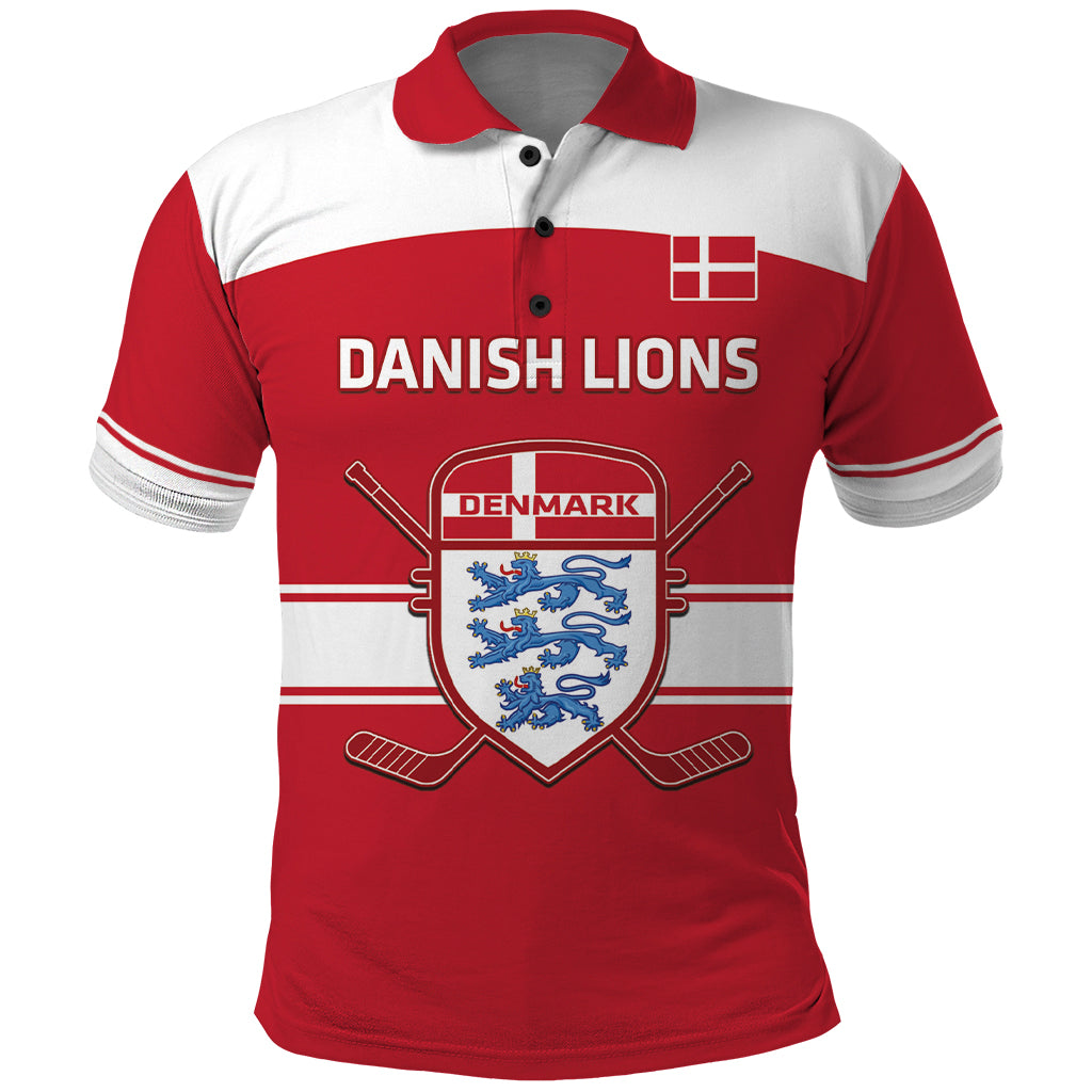 Custom Denmark Hockey Polo Shirt Go Danish Lions - Wonder Print Shop