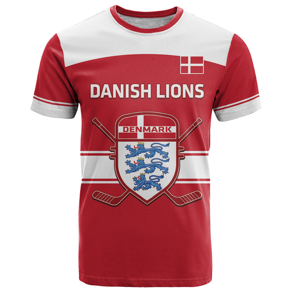 Custom Denmark Hockey T Shirt Go Danish Lions - Wonder Print Shop