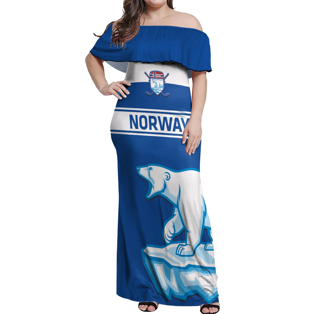 Custom Norway Hockey Off Shoulder Maxi Dress Go Norge Polar