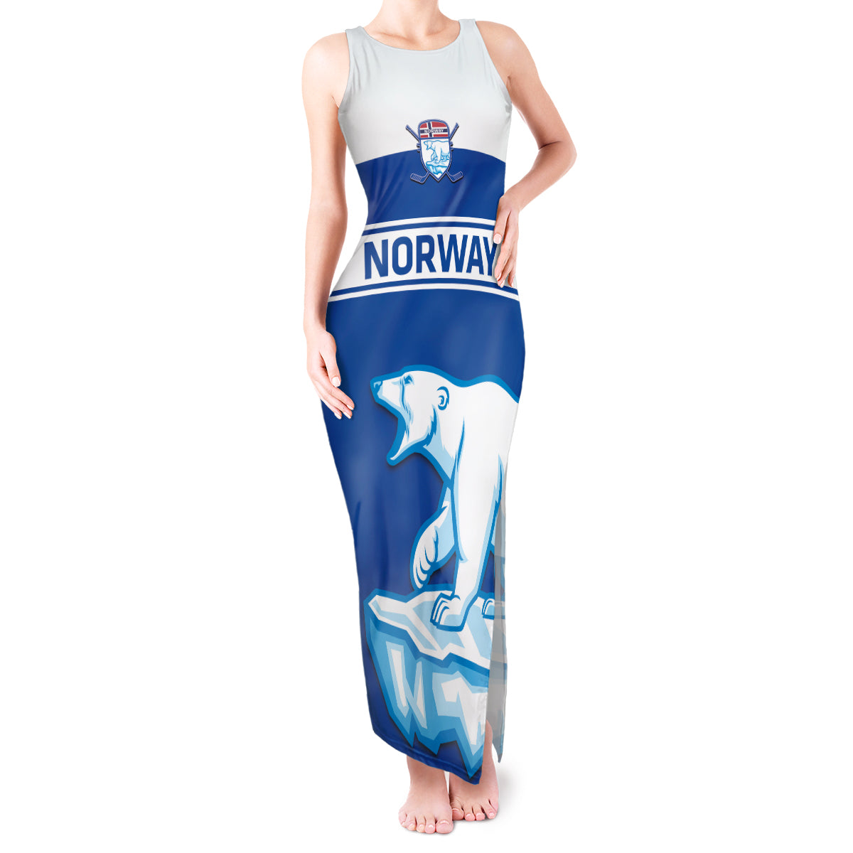 Custom Norway Hockey Tank Maxi Dress Go Norge Polar