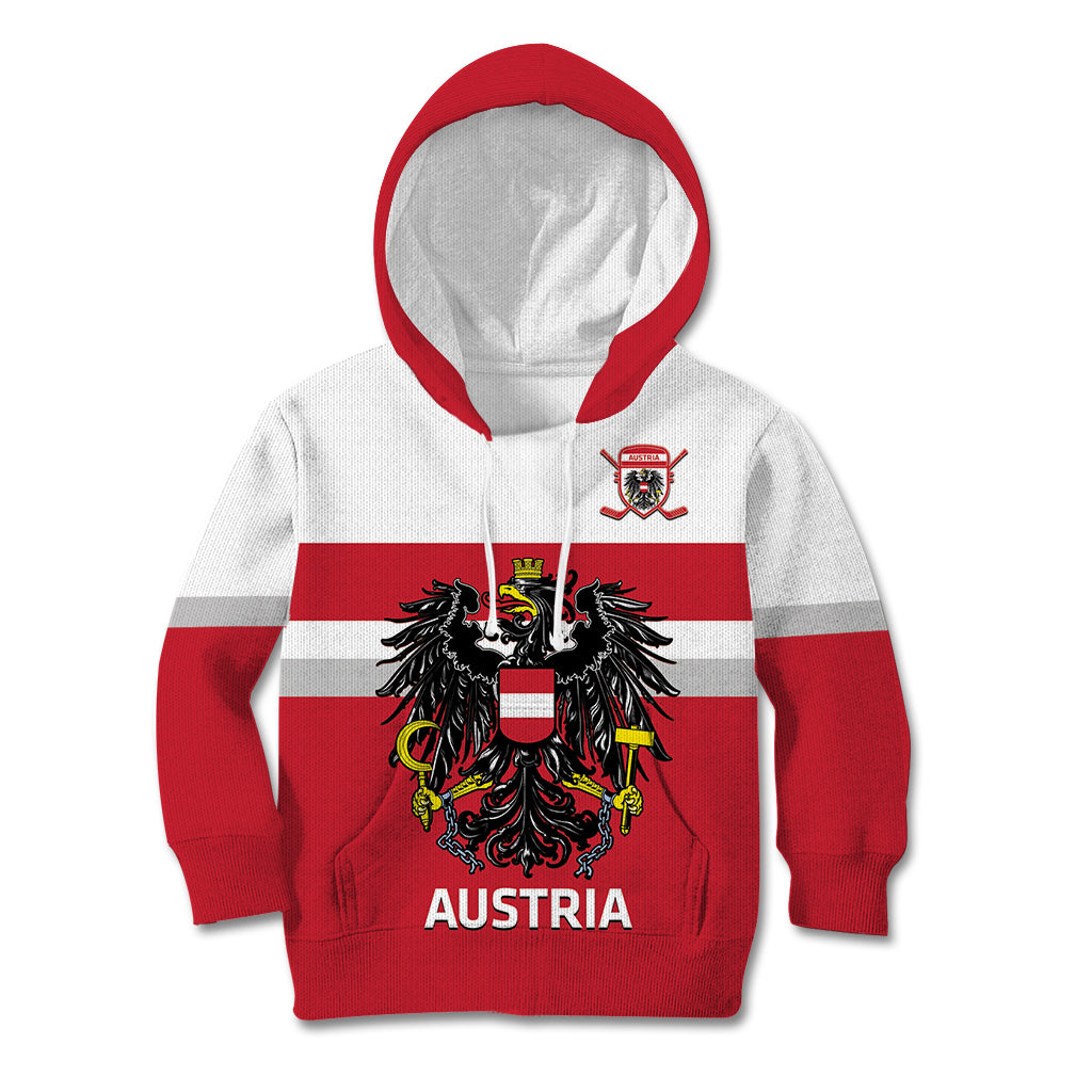 Custom Austria Hockey Kid Hoodie Go Osterreich Eagles - Wonder Print Shop