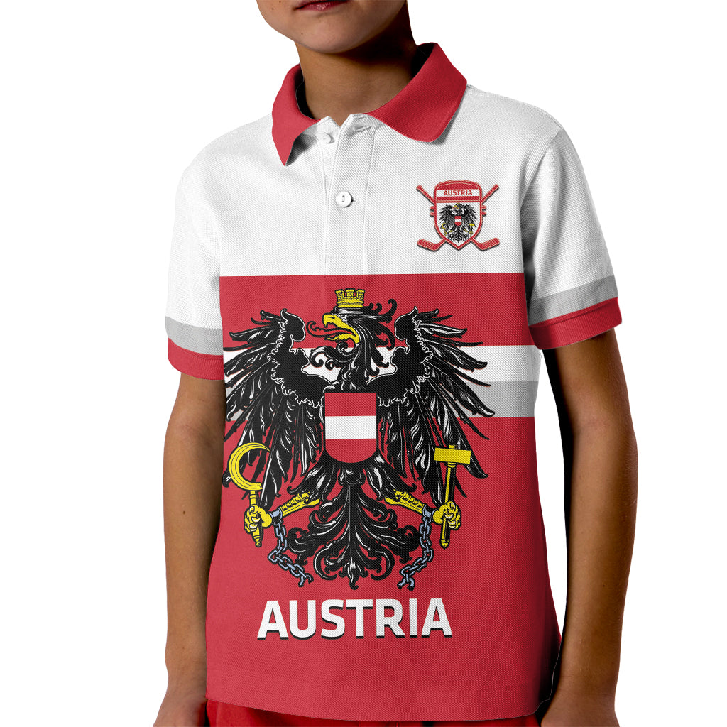 Custom Austria Hockey Kid Polo Shirt Go Osterreich Eagles - Wonder Print Shop