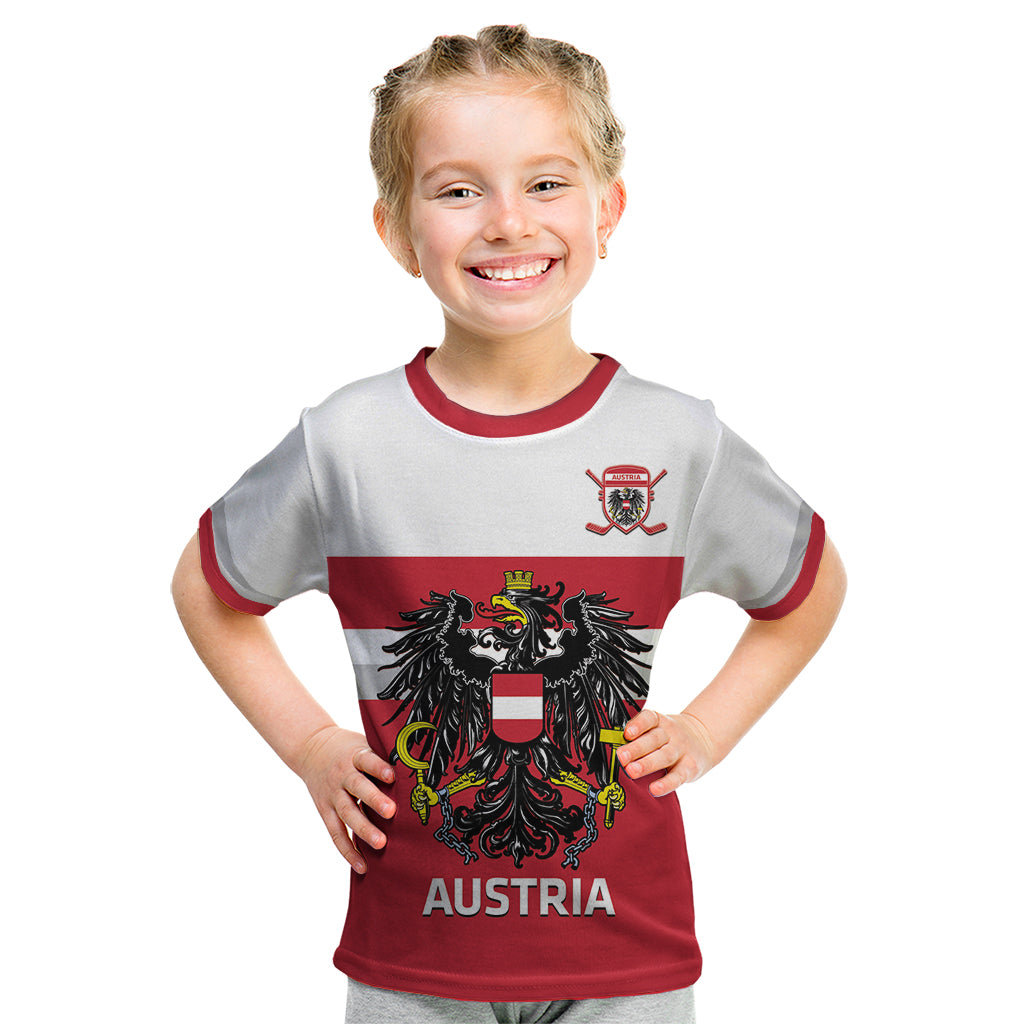 Custom Austria Hockey Kid T Shirt Go Osterreich Eagles - Wonder Print Shop