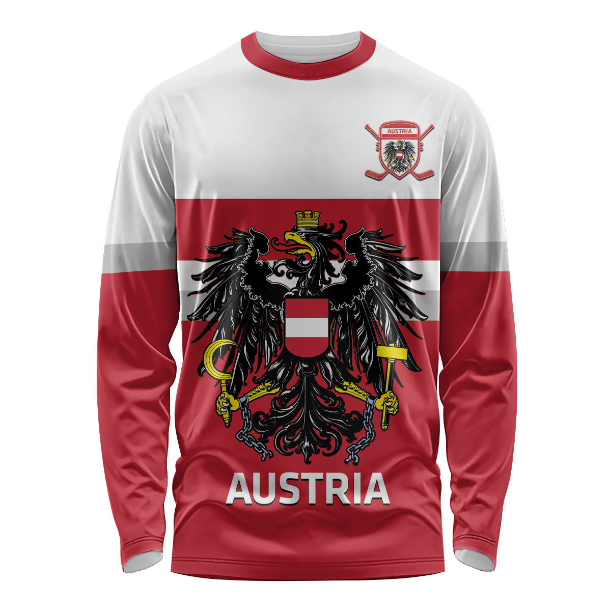 Custom Austria Hockey Long Sleeve Shirt Go Osterreich Eagles - Wonder Print Shop