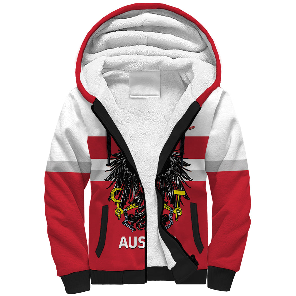 Custom Austria Hockey Sherpa Hoodie Go Osterreich Eagles - Wonder Print Shop