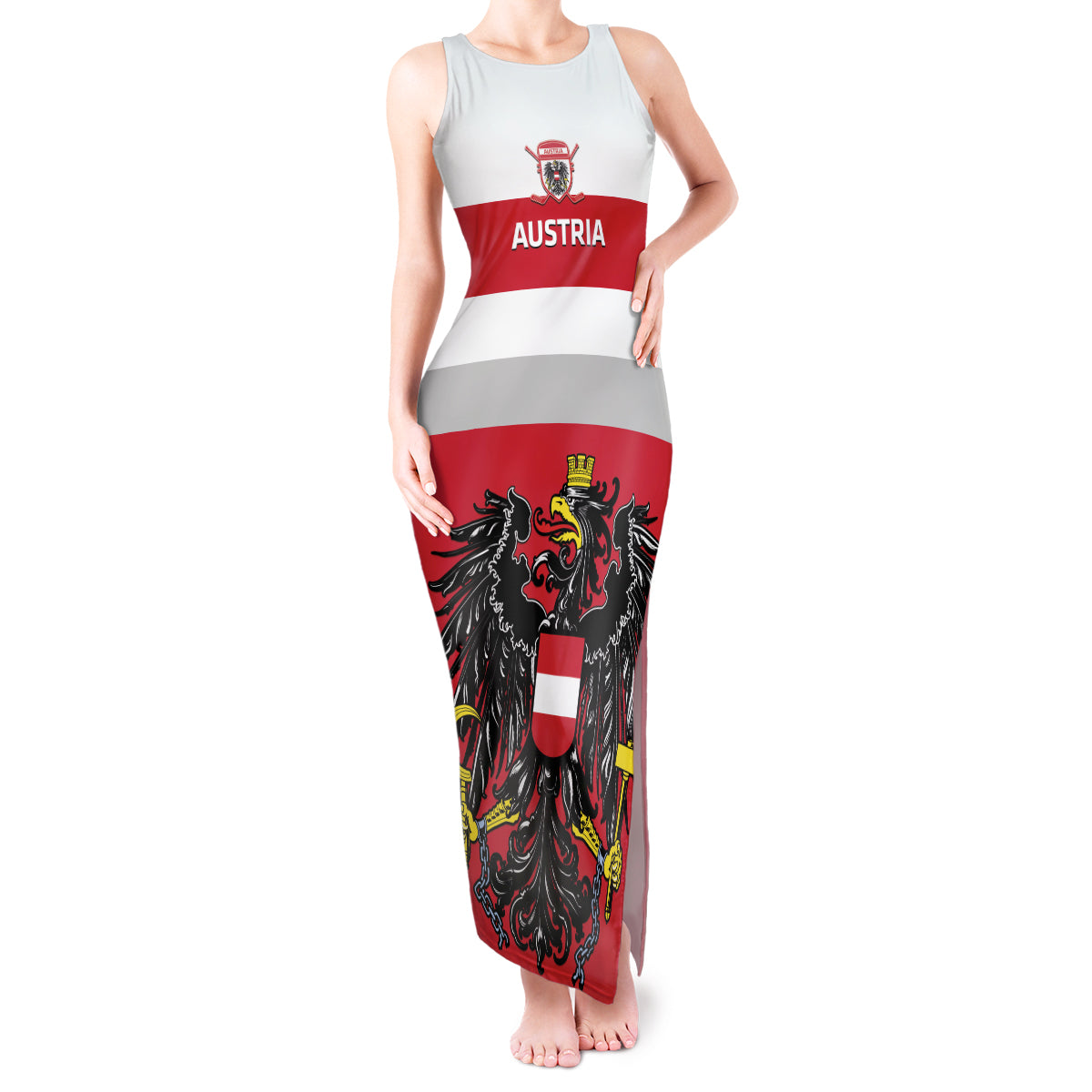 Custom Austria Hockey Tank Maxi Dress Go Osterreich Eagles - Wonder Print Shop