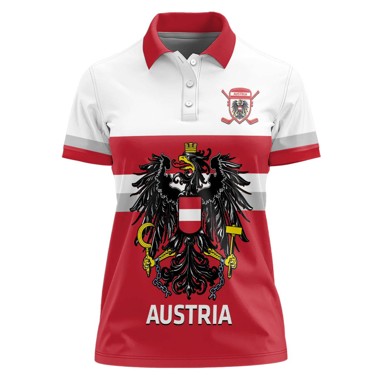 Custom Austria Hockey Women Polo Shirt Go Osterreich Eagles - Wonder Print Shop