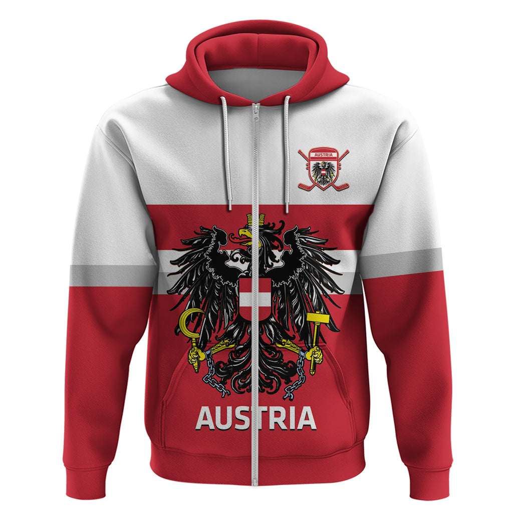 Custom Austria Hockey Zip Hoodie Go Osterreich Eagles - Wonder Print Shop