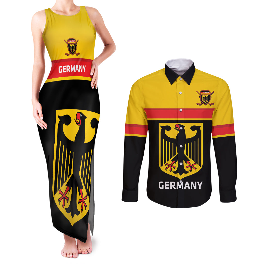 Custom Germany Hockey Couples Matching Tank Maxi Dress and Long Sleeve Button Shirt Go German Bearers of the Eagle - Wonder Print Shop