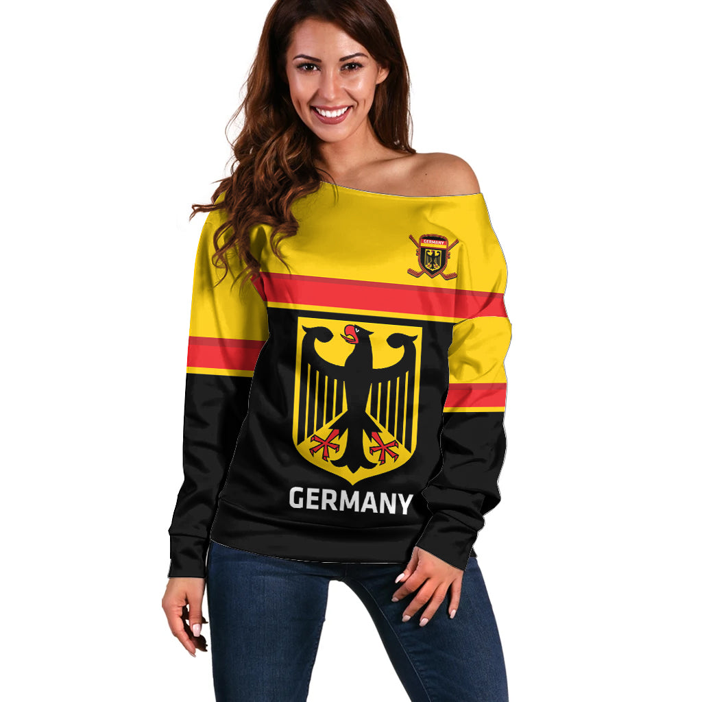 Custom Germany Hockey Off Shoulder Sweater Go German Bearers of the Eagle