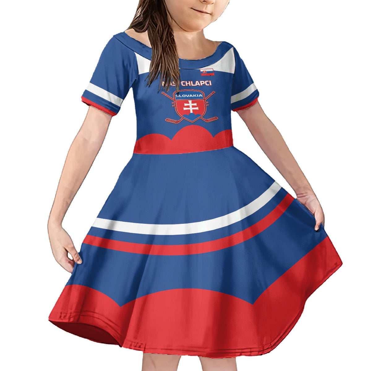 Custom Slovakia Hockey Kid Short Sleeve Dress Go Slovak Our Boys - Wonder Print Shop