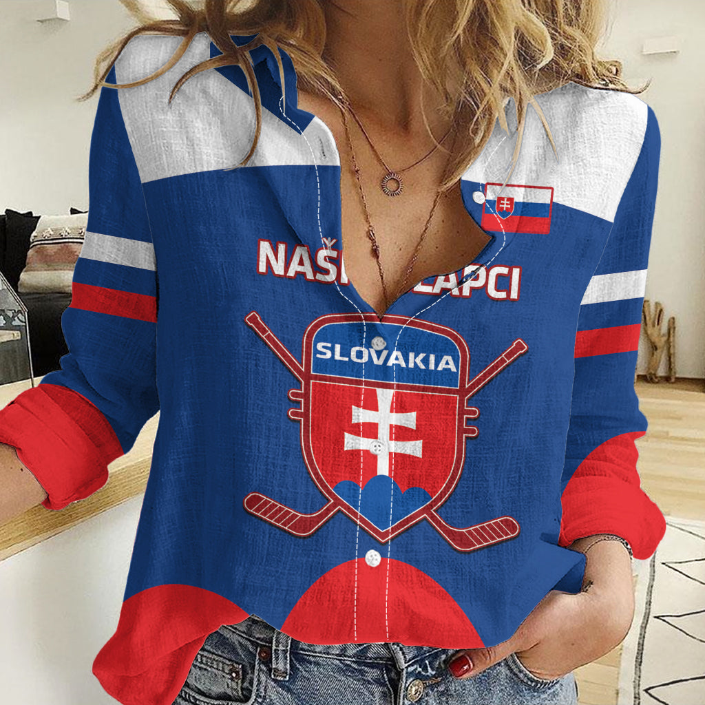 Custom Slovakia Hockey Women Casual Shirt Go Slovak Our Boys - Wonder Print Shop