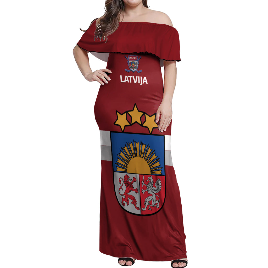 Custom Latvia Hockey Off Shoulder Maxi Dress 2024 Go Latvija - Wonder Print Shop