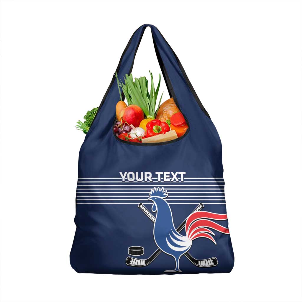 Custom France Hockey Grocery Bag Francaise Gallic Rooster