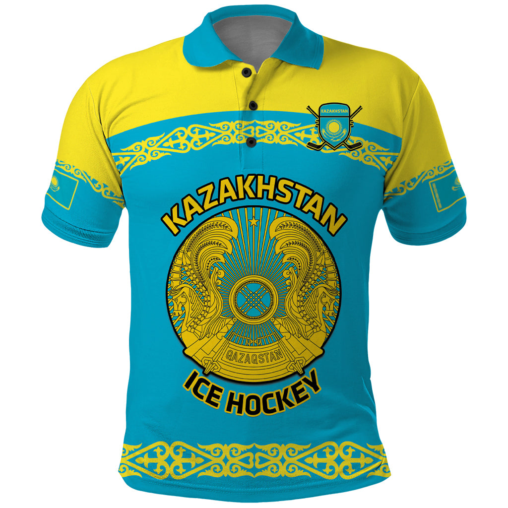 Custom Kazakhstan Hockey Polo Shirt 2024 Go Kazakh - Wonder Print Shop