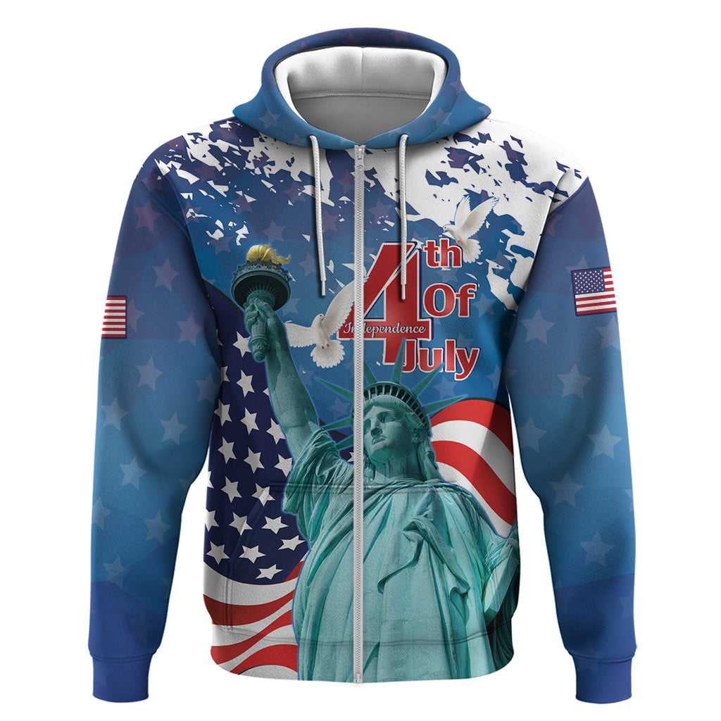 United States 4th Of July Zip Hoodie USA Statue of Liberty Proud - Wonder Print Shop