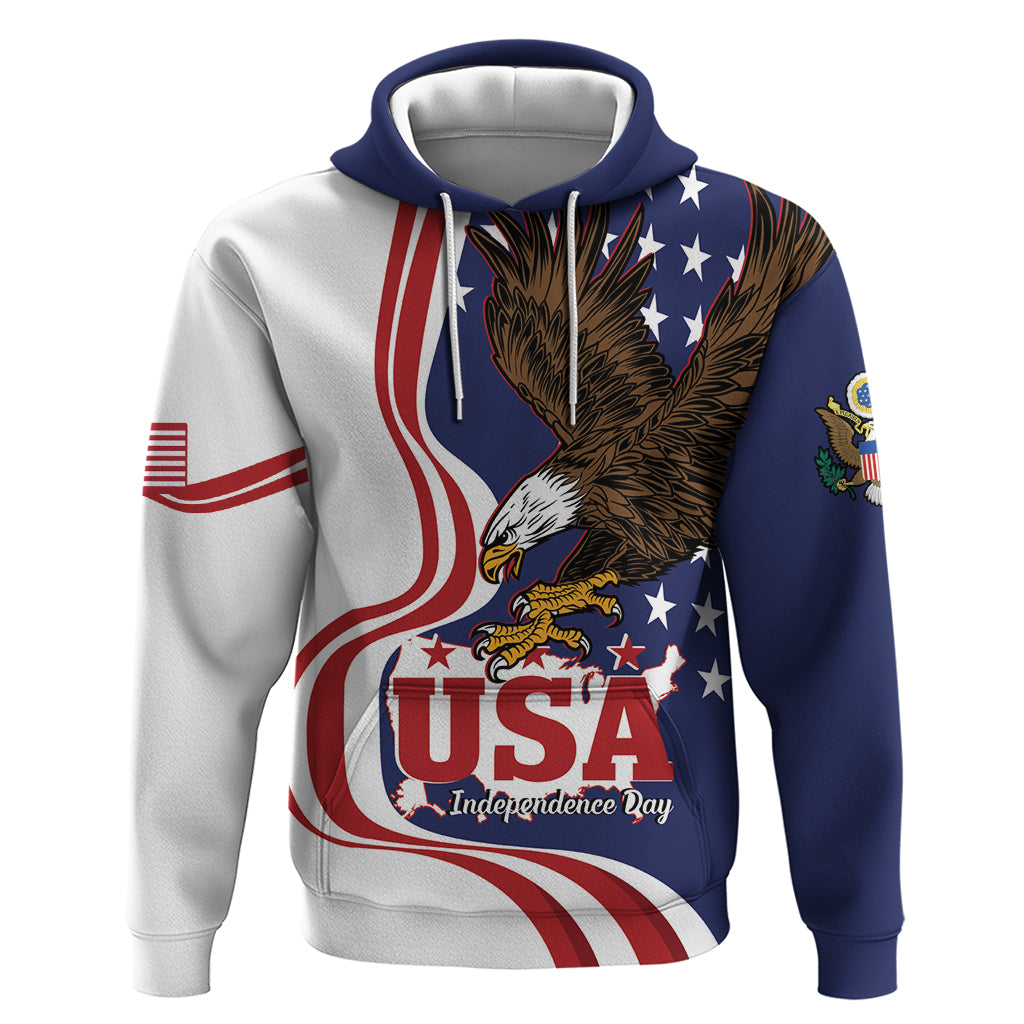 United States Independence Day Hoodie USA Bald Eagle Happy 4th Of July - Wonder Print Shop