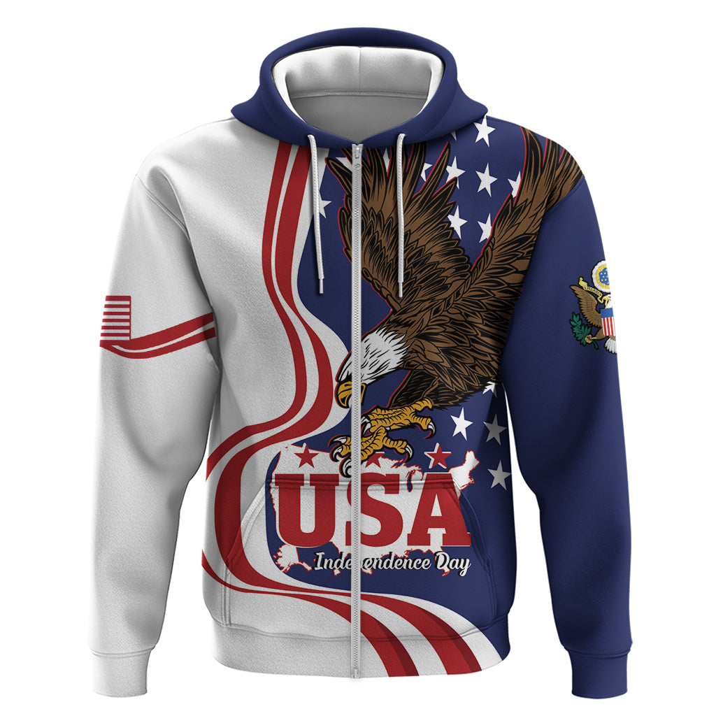 United States Independence Day Zip Hoodie USA Bald Eagle Happy 4th Of July - Wonder Print Shop