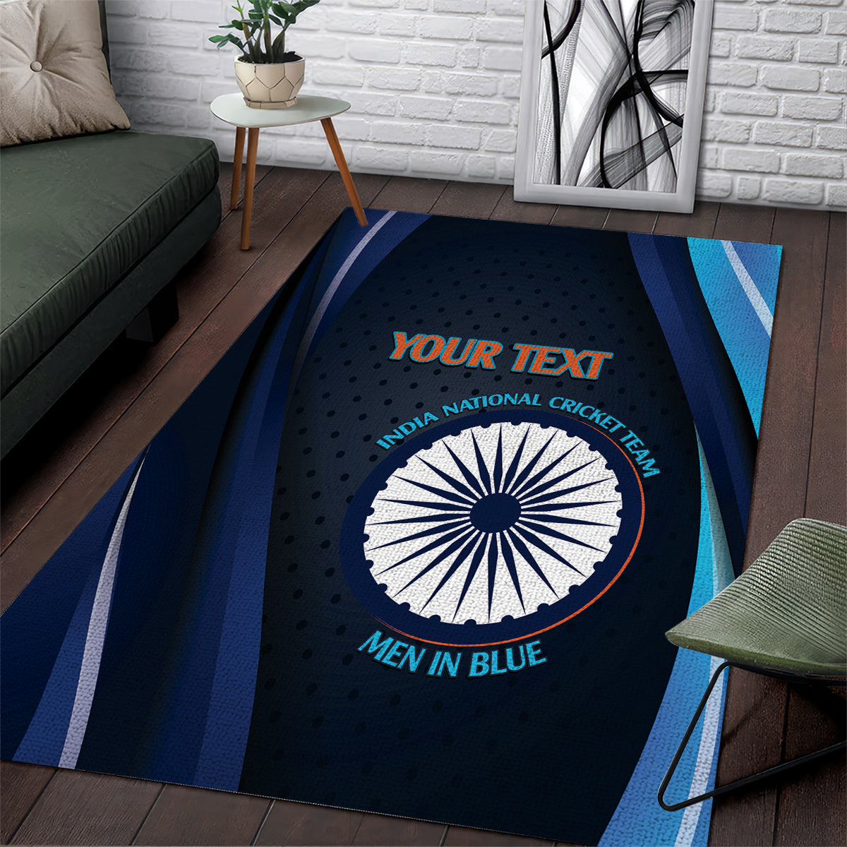 Custom India Cricket Area Rug 2024 World Cup Go Men in Blue - Wonder Print Shop