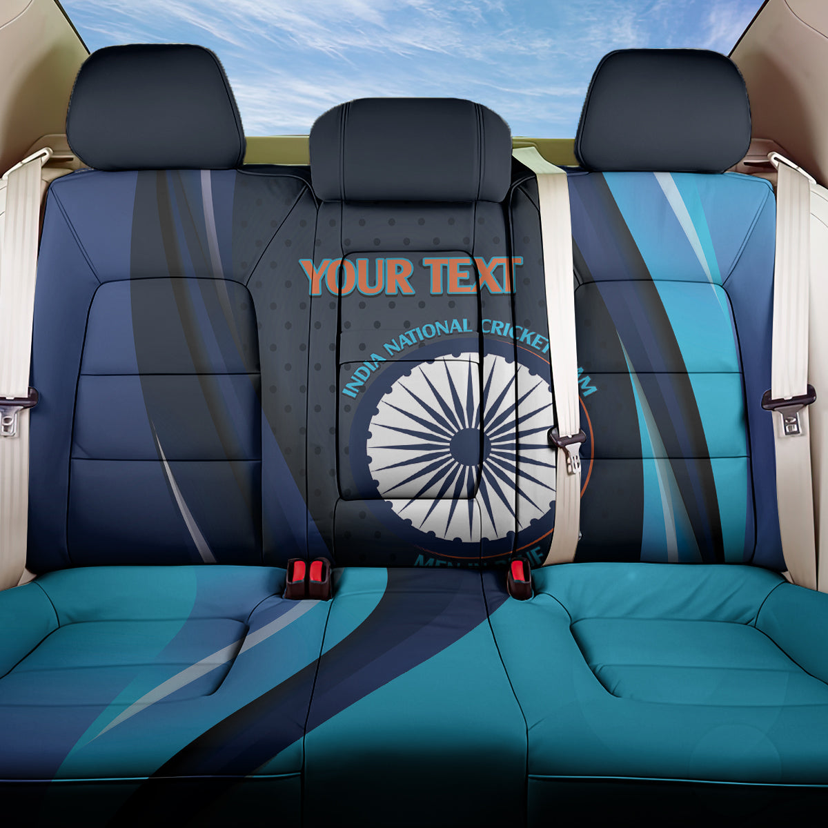 Custom India Cricket Back Car Seat Cover 2024 World Cup Go Men in Blue - Wonder Print Shop