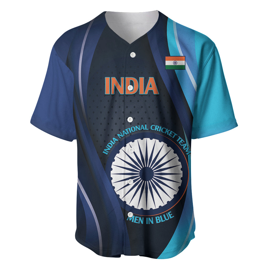 Custom India Cricket Baseball Jersey 2024 World Cup Go Men in Blue - Wonder Print Shop