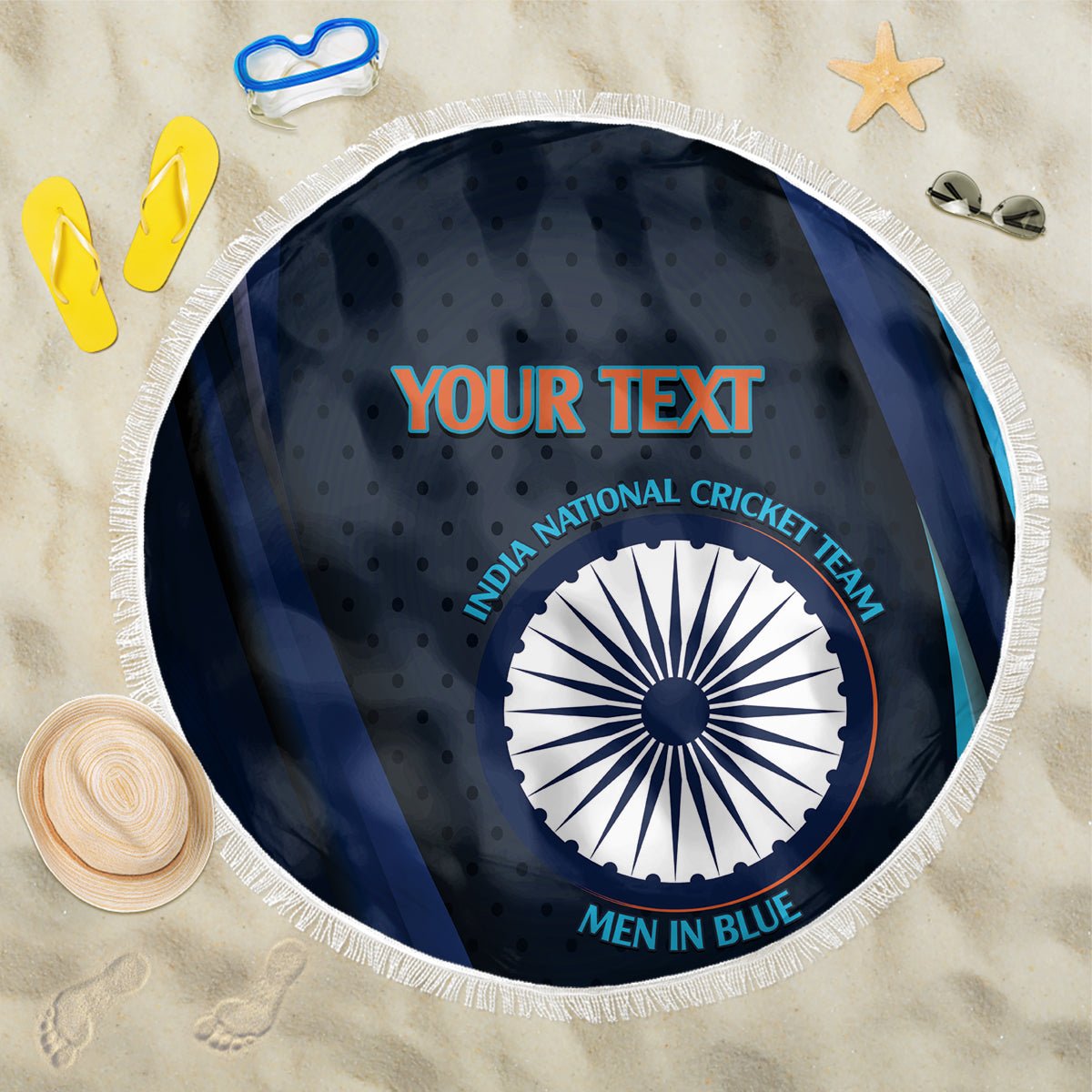 Custom India Cricket Beach Blanket 2024 World Cup Go Men in Blue - Wonder Print Shop