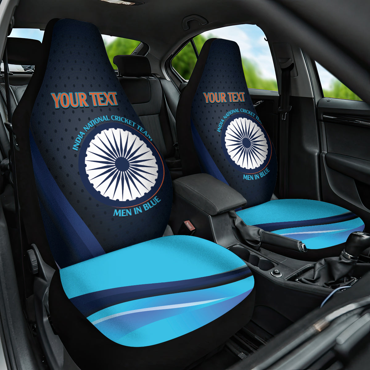 Custom India Cricket Car Seat Cover 2024 World Cup Go Men in Blue - Wonder Print Shop