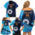 Custom India Cricket Family Matching Off Shoulder Short Dress and Hawaiian Shirt 2024 World Cup Go Men in Blue - Wonder Print Shop