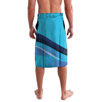 Men's blue cricket lavalava shorts with striped panels and elastic waistband