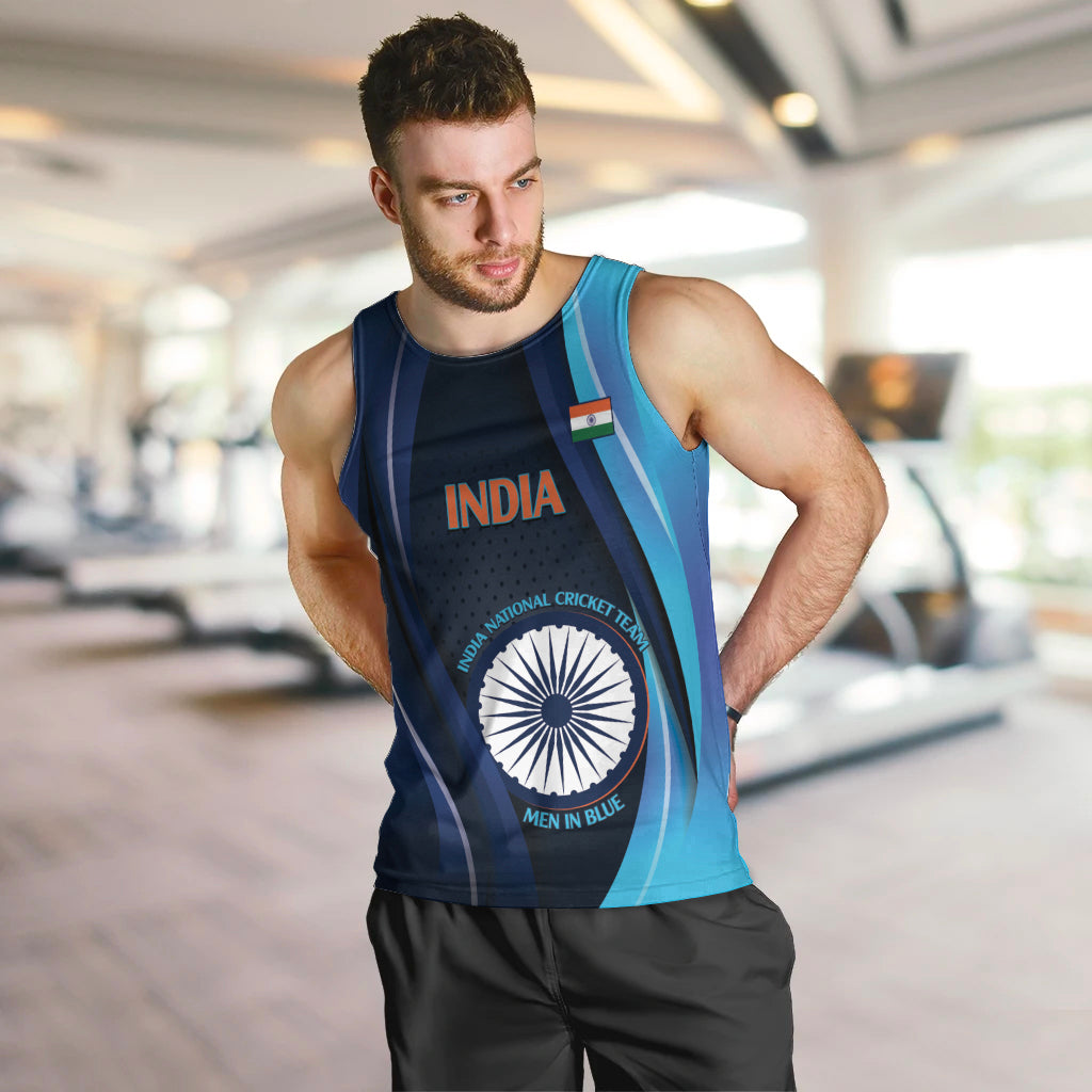 Custom India Cricket Men Tank Top 2024 World Cup Go Men in Blue - Wonder Print Shop