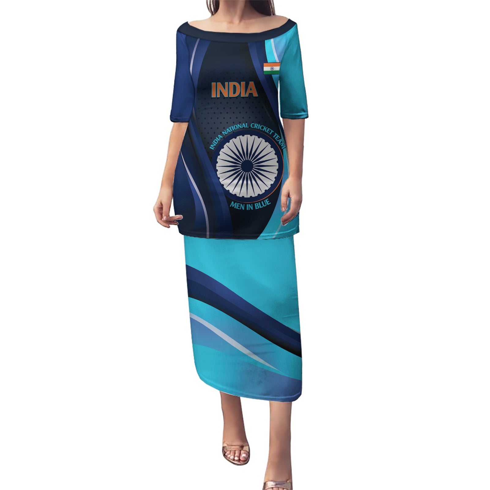 Custom India Cricket Puletasi 2024 World Cup Go Men in Blue