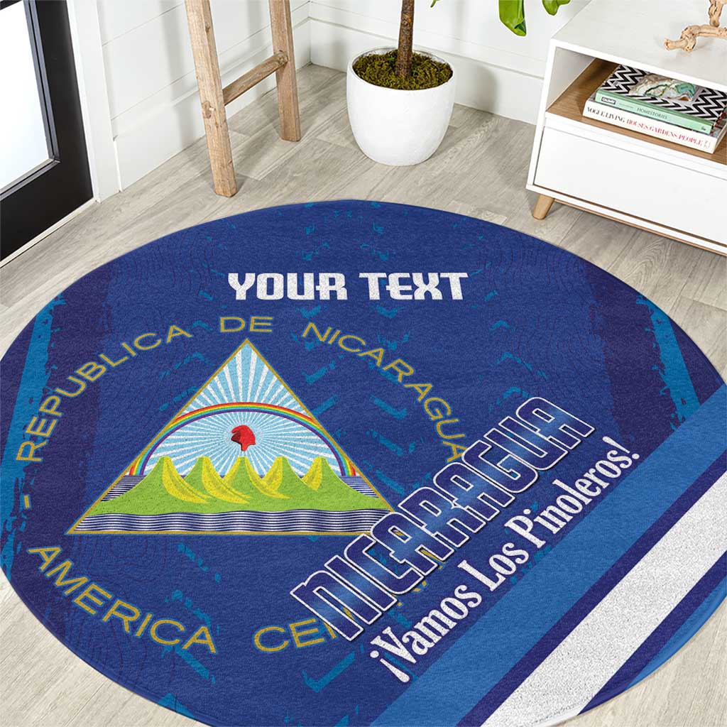 Custom Nicaragua Football Round Carpet Vamos Los Pinoleros