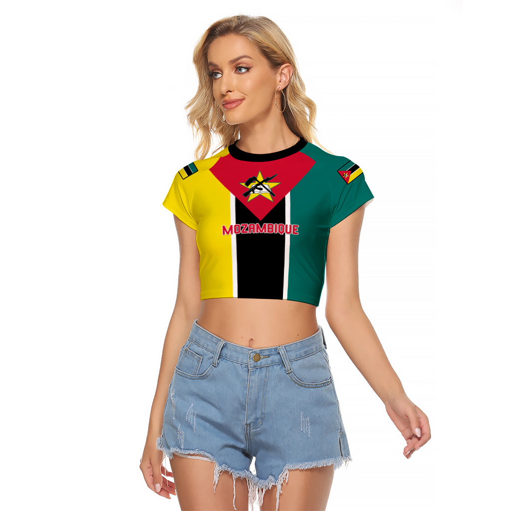 Personalised Mozambique Raglan Cropped T Shirt Muzambhiki Flag Style - Wonder Print Shop