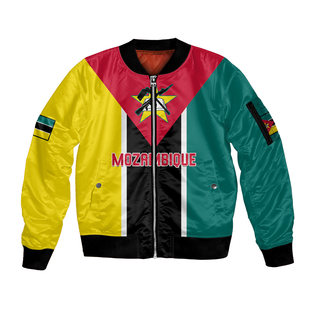 Personalised Mozambique Sleeve Zip Bomber Jacket Muzambhiki Flag Style - Wonder Print Shop